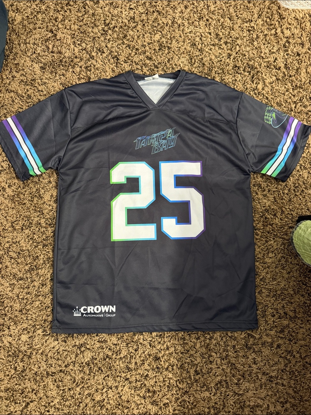 Tampa Bay Rays ‘25 Giveaway Grey Men's Jersey with Colorful Accents